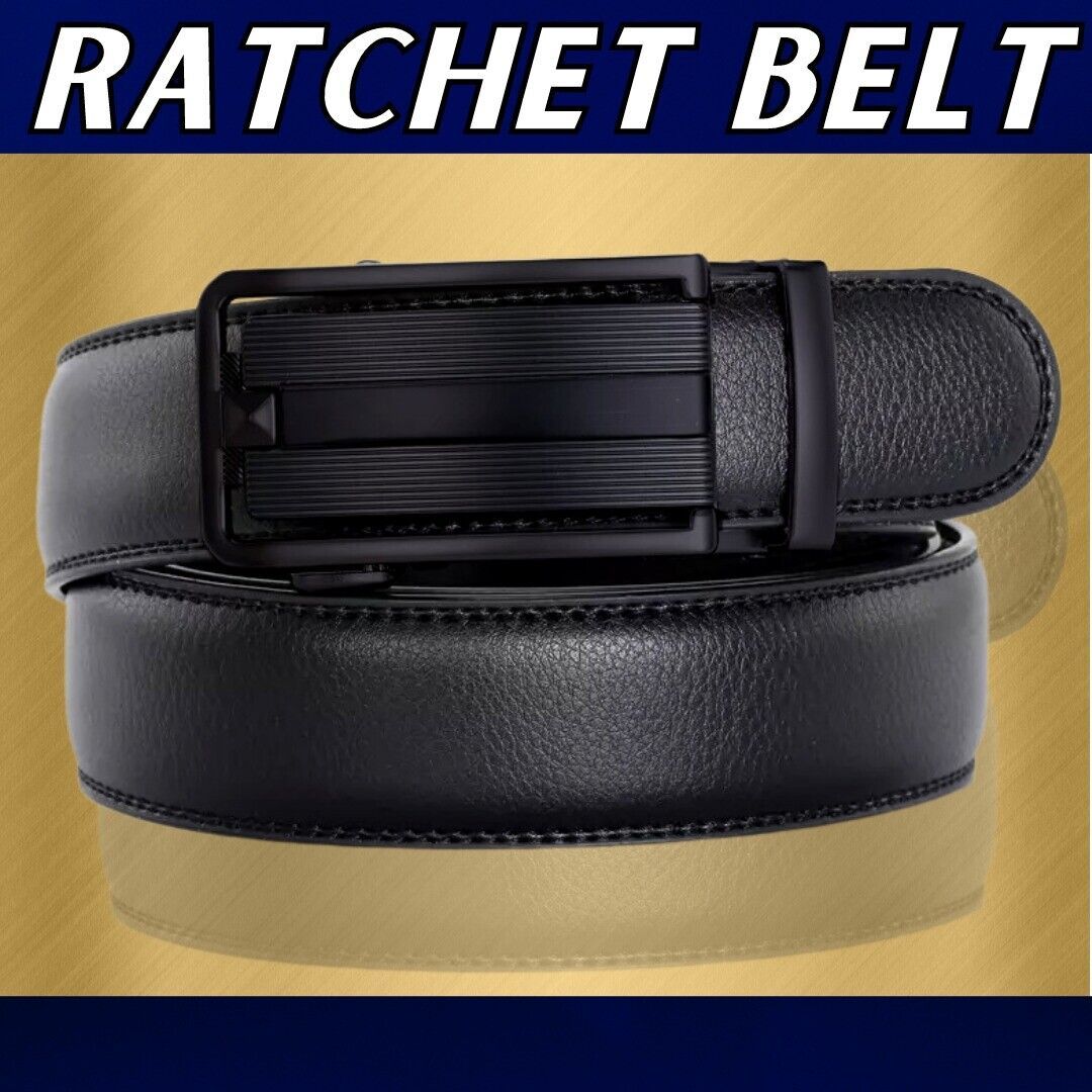 Microfiber Leather Mens Ratchet Belt Belts For Men Adjustable Automatic Buckle