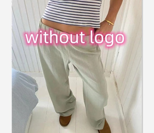 Fashion Y2K Striped Straight Trousers Summer Elastic High Waist Wide Leg Pants For Women