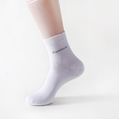 Chaussettes chaussettes de couleur unie chaussettes mi-tube en fibre de bambou pour hommes