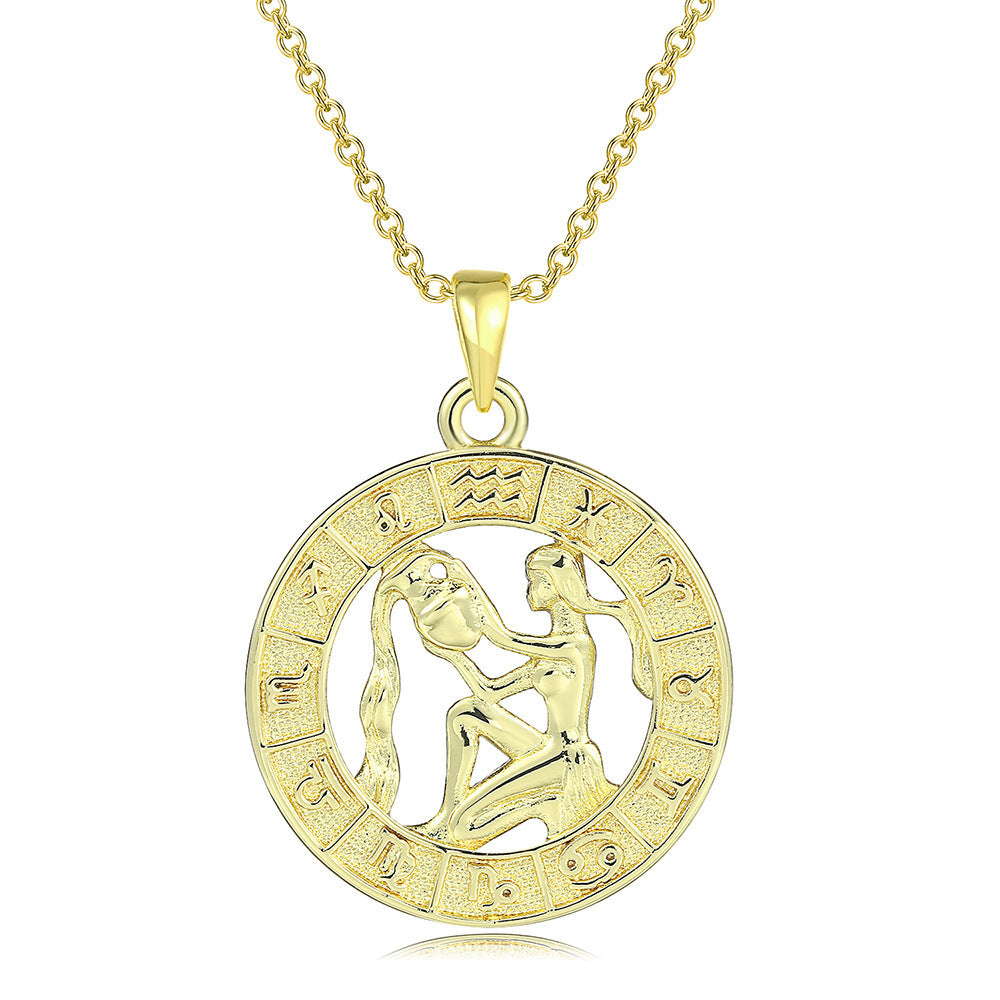 Men Female 12 Zodiac Sign Gold Pendant Necklace Jewelry New