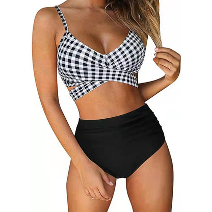 Kvinnor Sexig Soild Print Bikini Set Push Up Badkläder