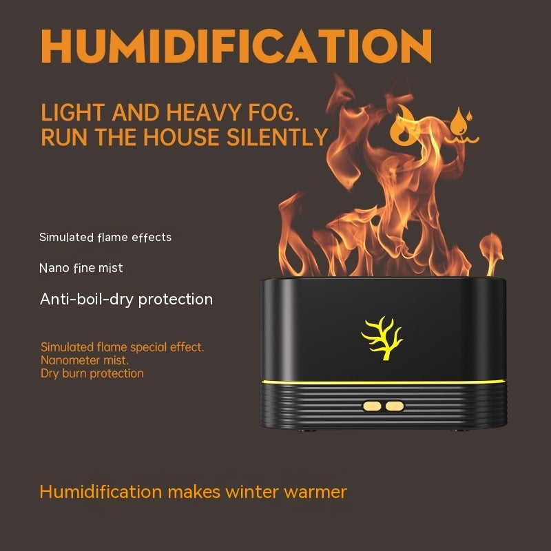 Flamluftfuktare USB Smart Timing LED Elektrisk Aroma Diffuser Simulering Fire Night Lamp Heminredning