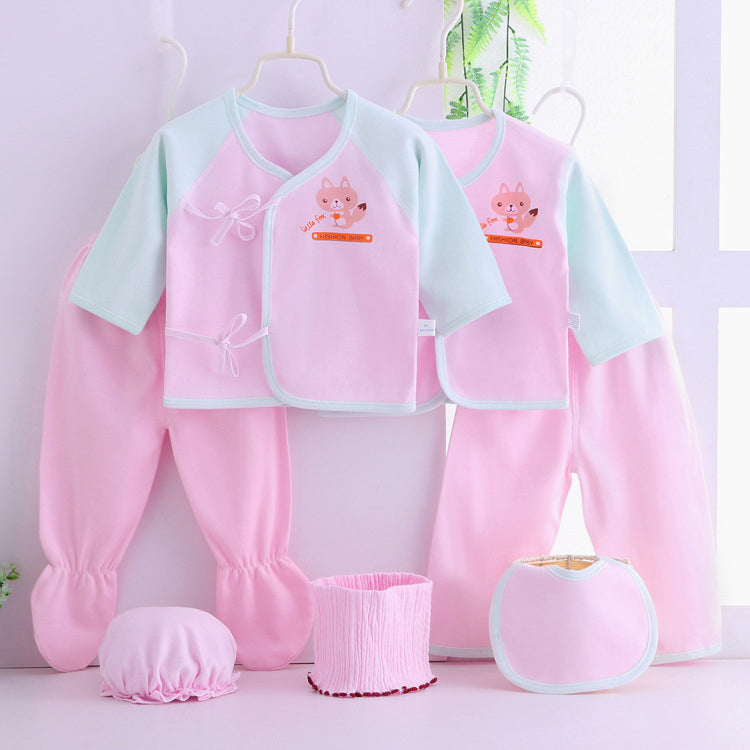 Vêtements pour bébé sept pièces, sous-vêtements pour nouveau-nés en coton couleur