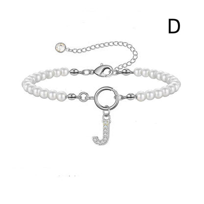 2024 Nytt Mode Toggle Lock Initial Armband Kvinnor AZ Bokstav Hänge 6mm Pärlarmband För Kvinnor Smycken Gåva