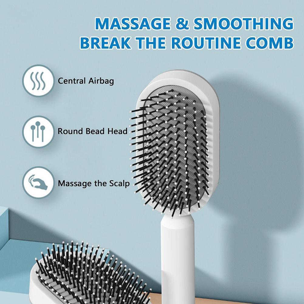 Self Cleaning Hair Brush For Women Massage Scalp Promote Blood Circulation Anti Hair Loss 3D Hair Growth Comb Hairbrush Self-Cleaning Hair Brush   3D Air Cushion Massager Brush   Airbag Massage Comb B