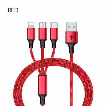 3 i 1 USB-kabel för 'IPhone XS Max XR X 8 7 Laddningsladdare Micro USB-kabel för Android USB TypeC-mobiltelefonkablar