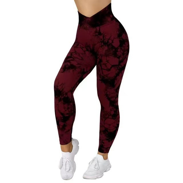 Leggings de teinture sans couture pour femmes, pantalons de Yoga, Push-Up, Sport, Fitness, course à pied, Leggings de gymnastique