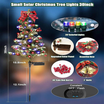 Vattentät utomhus juldekorationer Solar Julgran 2 lägen Yard Stake Christmas Pathway Light för trädgårdsgård Dekor