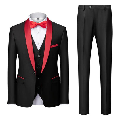 Men's Suit Set Green Fruit Collar Stage Suit Dress Host Performance Bridegroom Best Man Three-piece Suit