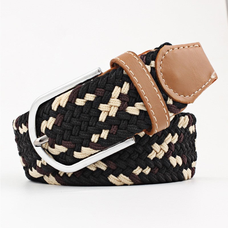 Women's Canvas Student Casual Stretch Braided Needle Buckle Belt - Youthful Confidence