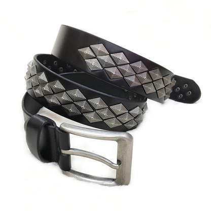 Rivet Alloy Leather Belt Unisex - Edgy Universal Style