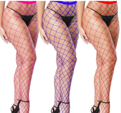 Offre spéciale femmes dame Sexy grande grille bas collants femme haute élastique collants maille résille chaussettes