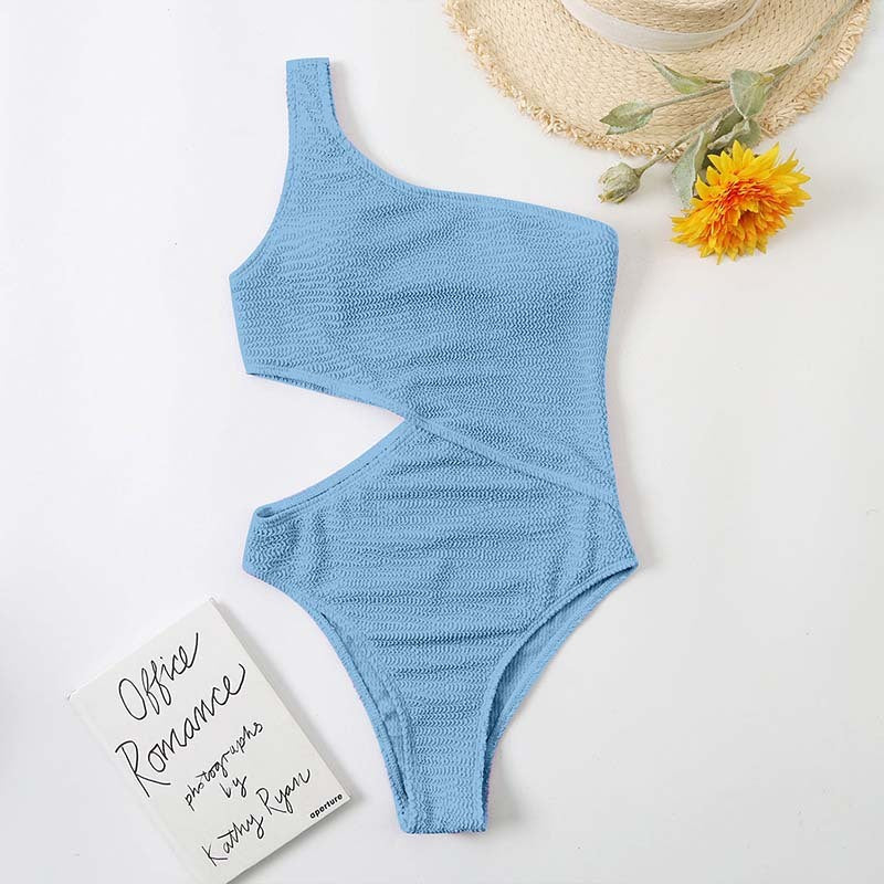 Baddräkt Dam One Piece Bikini Enfärgad One Shoulder Baddräkt
