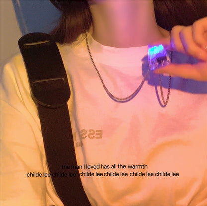 Decompression Necklace Manipulator Feel Button Luminous Pendant Men And Women Couple Fashion Jewelry Accessories