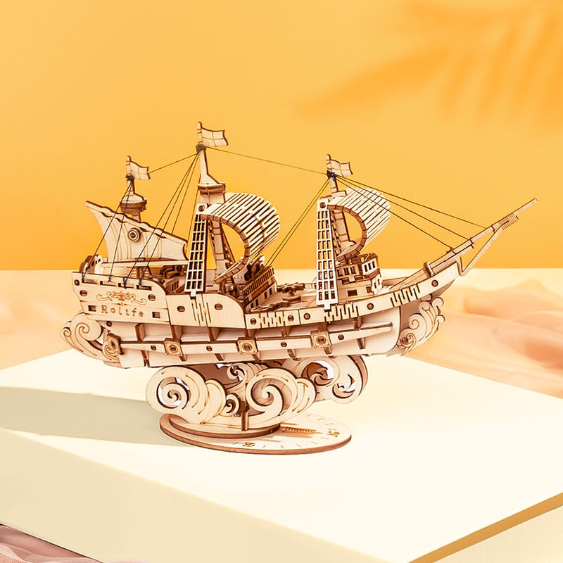 Jeux de Puzzle en bois, modèle de bateau et de bateau, jouets pour enfants, cadeau d'anniversaire pour filles 