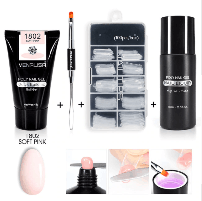 Venalisa Poly Gel à ongles Kit ongles Fesign constructeur Gel à ongles acrylique Transparent cristal Coumuflage ensemble ongles étendre gelée Gel vernis