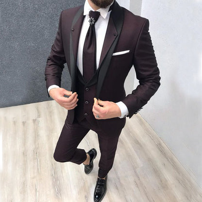 Men's Three Piece Groomsmen Clothing Suit