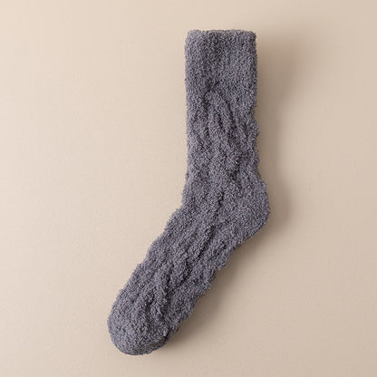 Chaussettes chaudes d'hiver en molleton de corail pour femmes et hommes, chaussettes de sol en velours épais pour dormir à la maison