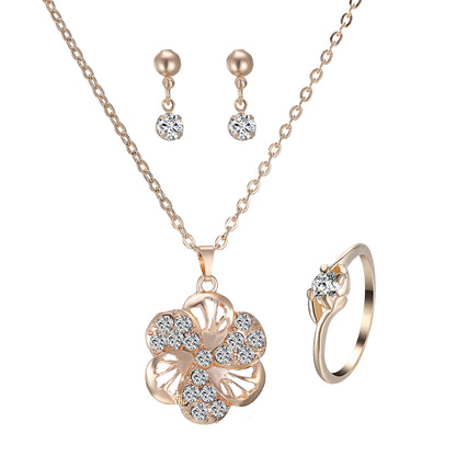 Luxury Heart Pendant Rhinestone Jewelry Set