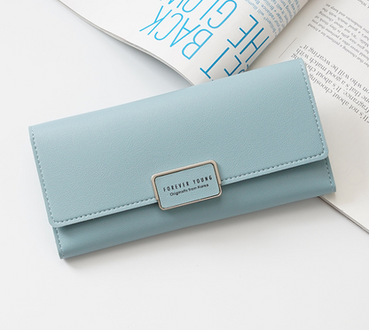 Women's wallet Korean version of the three fold long buckle clasp bag multi-card position pu leather wallet factory direct one generation