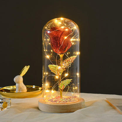 Cadeau de Saint-Valentin pour petite amie, fleurs de roses éternelles, lumière LED dans un couvercle en verre, décoration de mariage, cadeaux pour la fête des mères, cadeau féminin