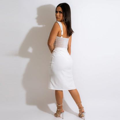 Rhinestone Sling Backless Two-piece Set - Two Colors