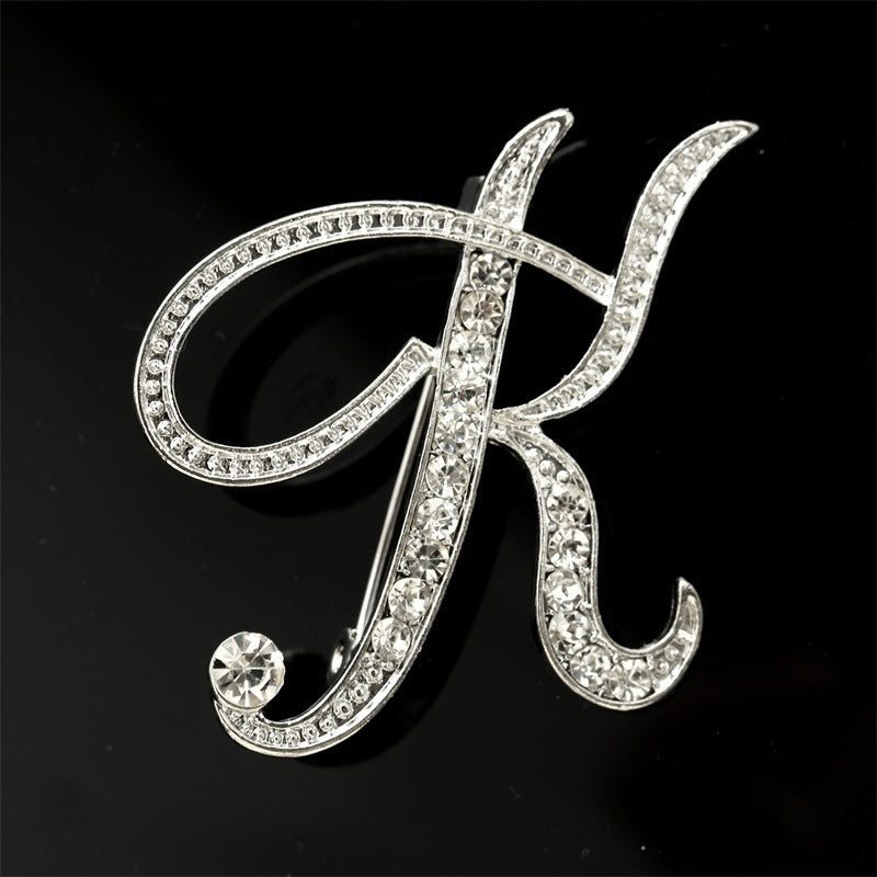 26 English Alphabet Brooches With Diamonds