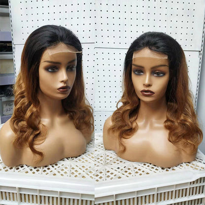 Ombre 1B 27 Body Wave 4x4 spetsperuk Brasilianska människohårperuker