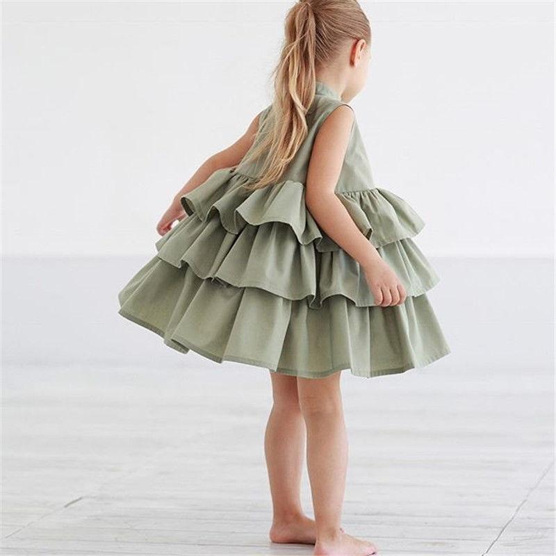 Robe simple sans manches pour petites et moyennes filles, couleur unie, à la mode