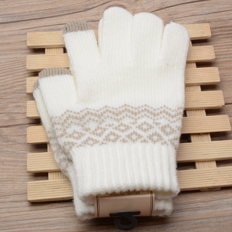 Knit Gloves Ladies Jacquard Touch Screen Warm Fashion Winter Gloves