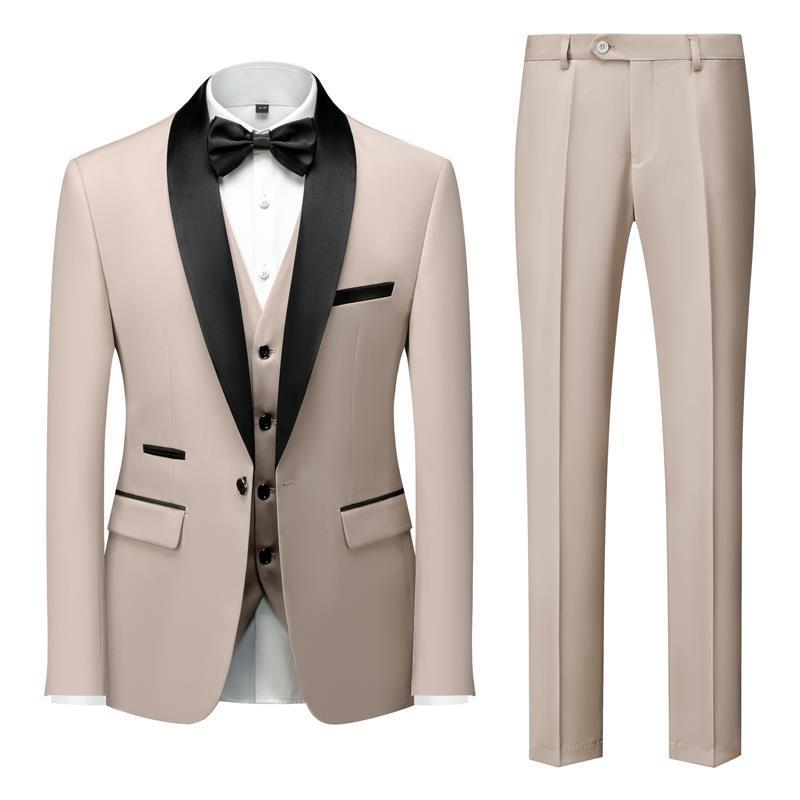 Men's Suit Set Green Fruit Collar Stage Suit Dress Host Performance Bridegroom Best Man Three-piece Suit