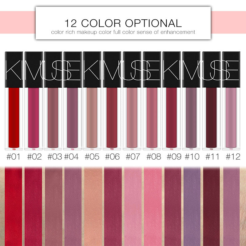 KIMUSE maquillage mat lisse rouge à lèvres liquide rouge à lèvres mat imperméable lèvres maquillage cosmétique longue durée mat rouge à lèvres maquillage