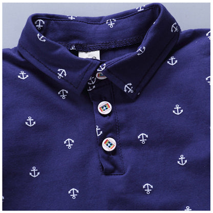Anchor Printed Boy Boy Suit - Korean Short Sleeve Spring Summer Children's Wear