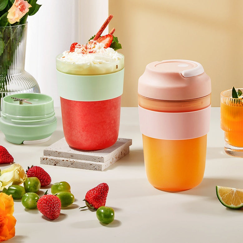 Bärbar mixer-juicerkopp Uppladdningsbar med 4 blad för shakes och smoothies 400 ml färskfruktmixer juicerkopp