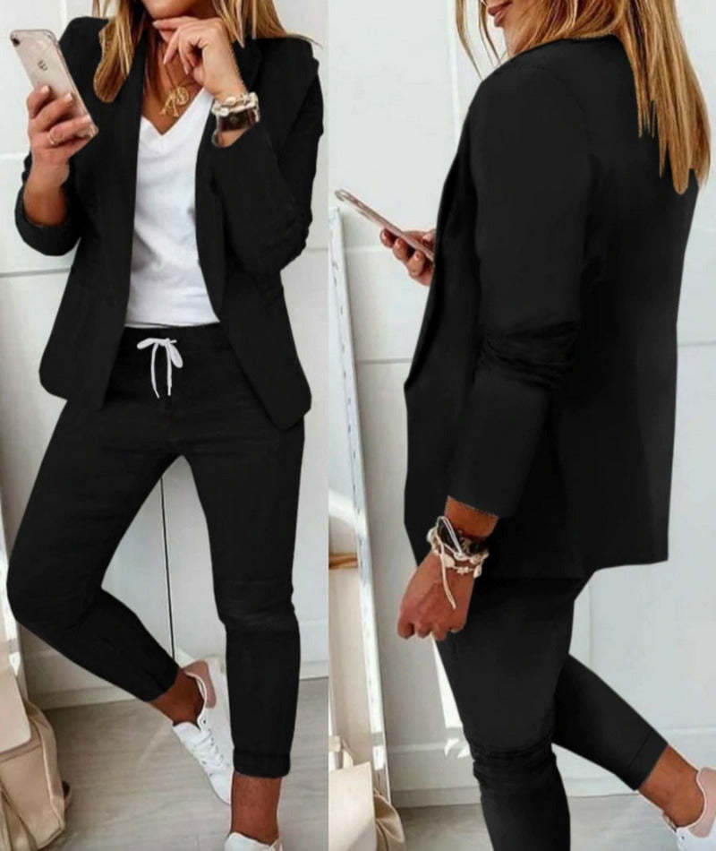 New Plaid Casual Women's Straight Trousers Suit