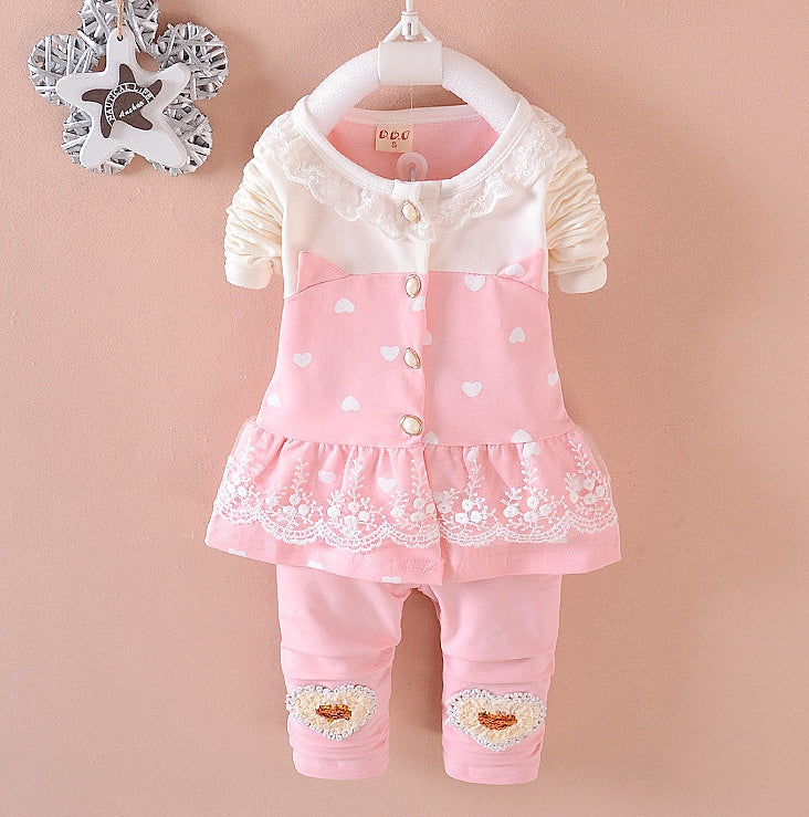 BibiCola Baby Flickor Kläder Kläder små Träningsdräkter Barn Toppar + Byxor 2st Träningsdräkter Barn Flickor Kläder Baby Flicka Kläder Set