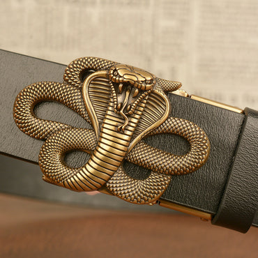 Men's Automatic Buckle Leather Cobra Casual Belt - Powerful Dominance
