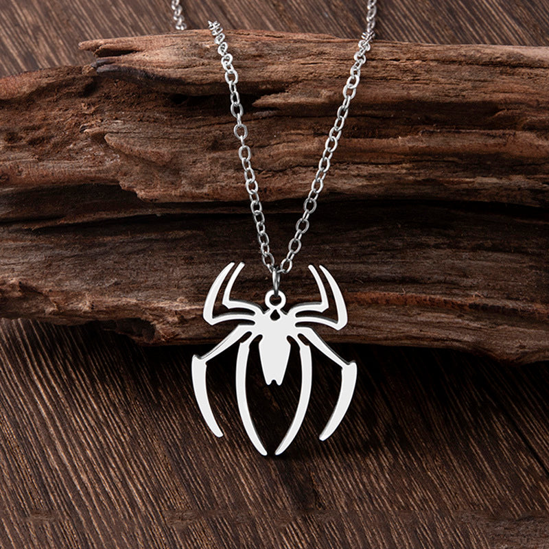 Punk Halloween Stainless Steel Necklace Gothic Ghost Spider Pendant Necklaces For Women Men Jewelry Gift