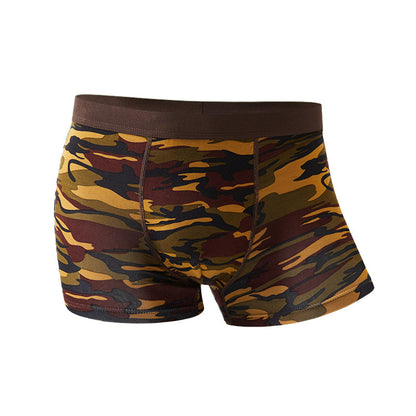 Kamouflage Herrunderkläder Modal Andningsbara Boxers Med Mellanhög Midja Mönstrade Boxers