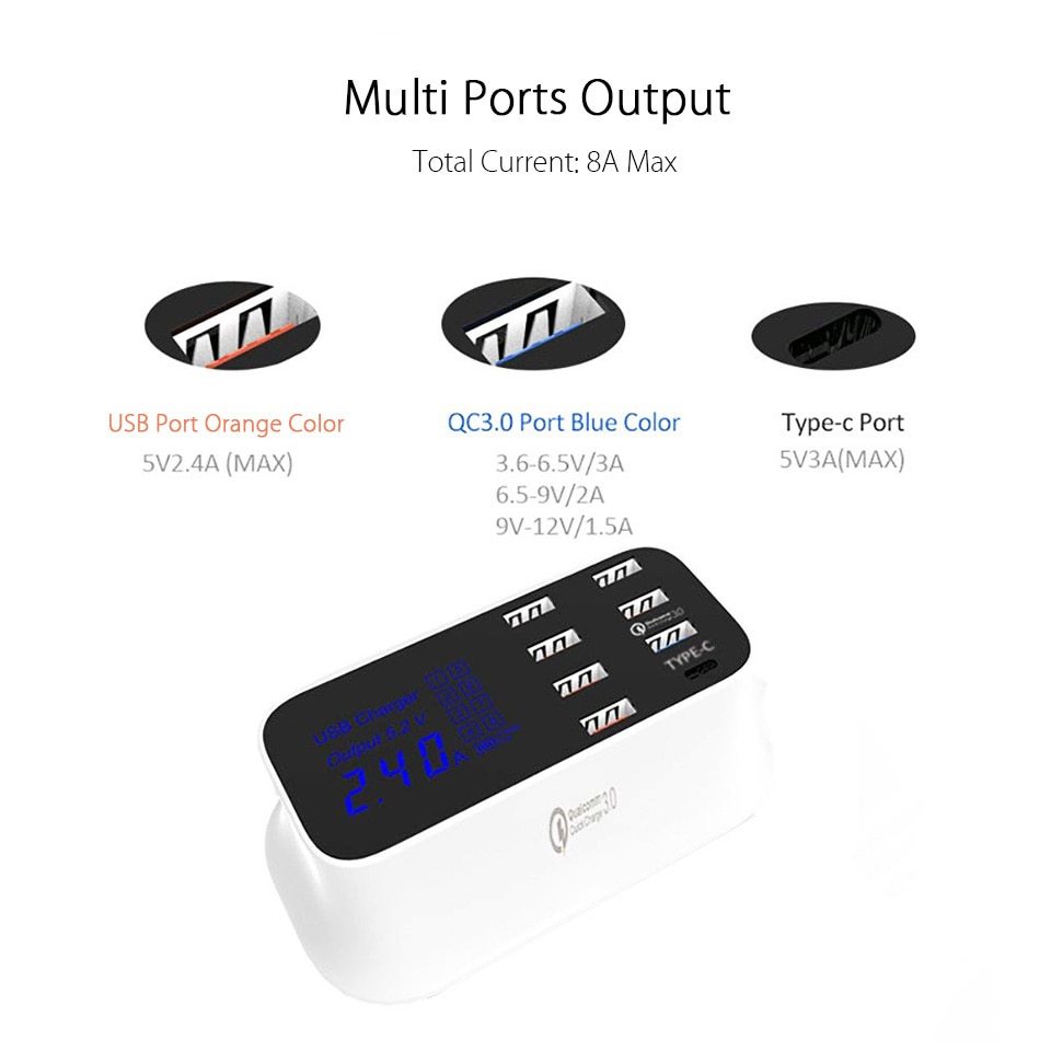 Quick Charge 3.0 Vanlig Smart USB-laddarstation