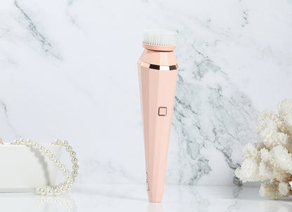 4 In 1 USB Rechargeable Electric Facial Cleanser Brush Soft Skin Care Portable Massage Face Brush Deep Cleansing Dev Ice