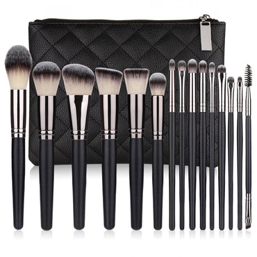 Ensemble complet de 15 pinceaux de maquillage, outils de maquillage noir mat