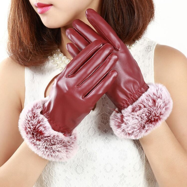 Ladies Plus Velvet Thick Warmth Touch Screen Gloves