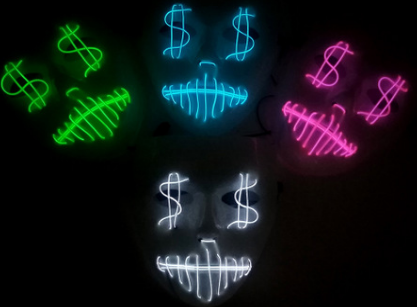 Masque de fête LED en dollars américains