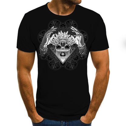 Tryckta 3DT-skjortor Horror Skull Print Kortärmade T-shirts för män och kvinnor