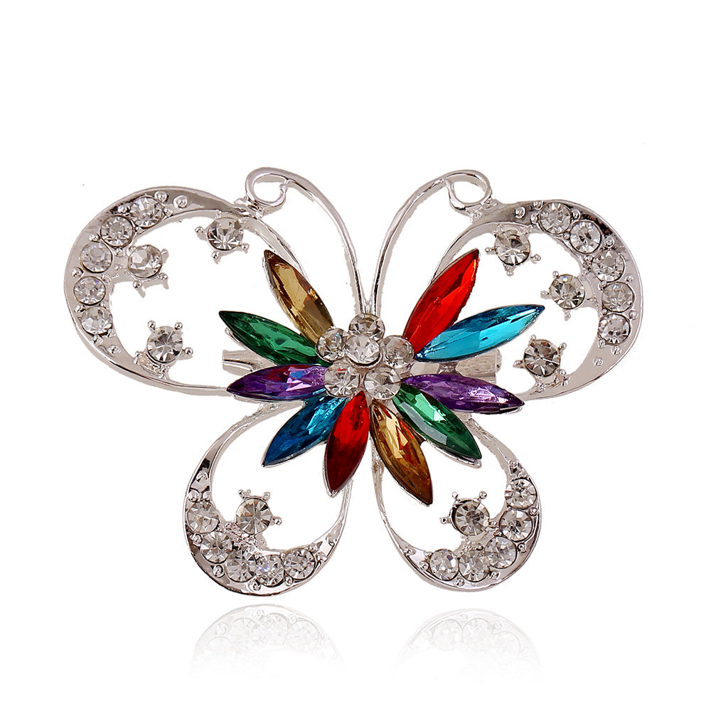 Broche de personnalité exagérée en forme de papillon, sertie de diamants