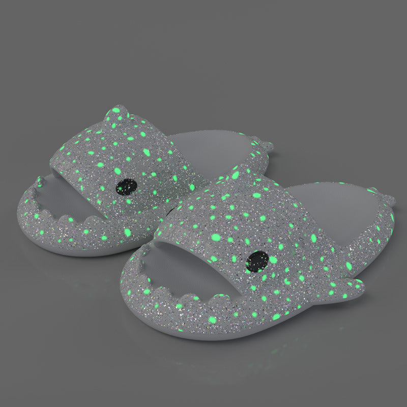 Shark Slippers With Starry Night Light Design Bathroom Slippers Couple House Shoes For Women