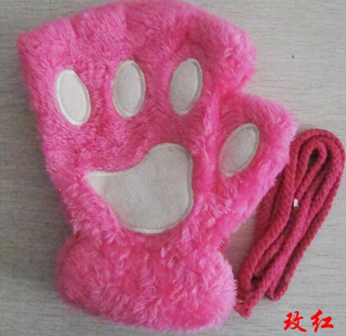 Vinter ljuvlig halv cover Paw Bear Cat Claw handskar Kort finger