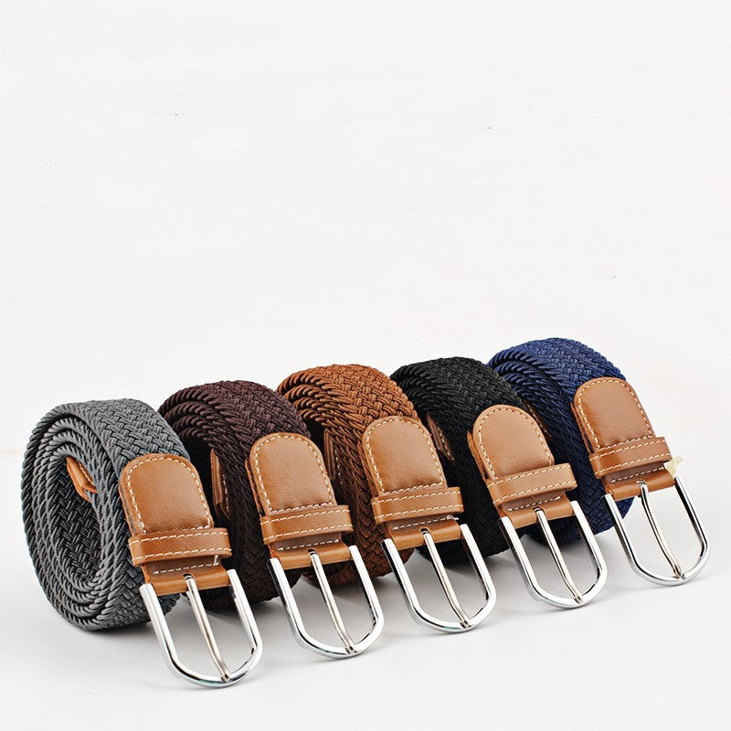 Women's Canvas Student Casual Stretch Braided Needle Buckle Belt - Youthful Confidence