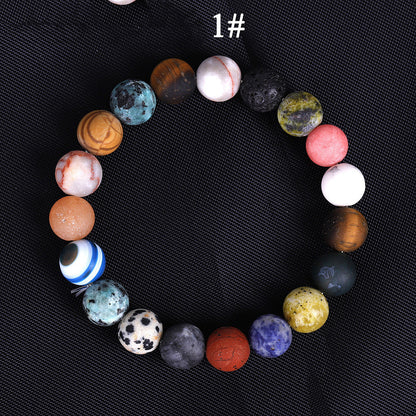 Solsystemet Åtta Sten Planet Armband Planeter Natursten Mala Pärla Strand Armband För Män Kvinnor Handgjort Universum Sol Chakra Armband Smycken